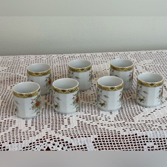 Set of 7 vintage Japanese tea cups || TANAKA demitasse teacups || Espresso cups - Picture 10 of 12